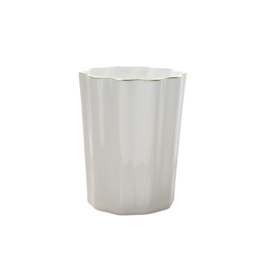 Pavona Waste Basket Porcelain White/Gold