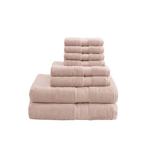 800GSM 100% Cotton 8 Piece Towel Set - Blush