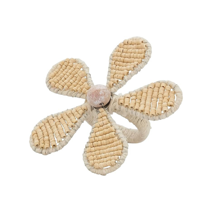 Beaded Flower Napkin Ring Set Of 4