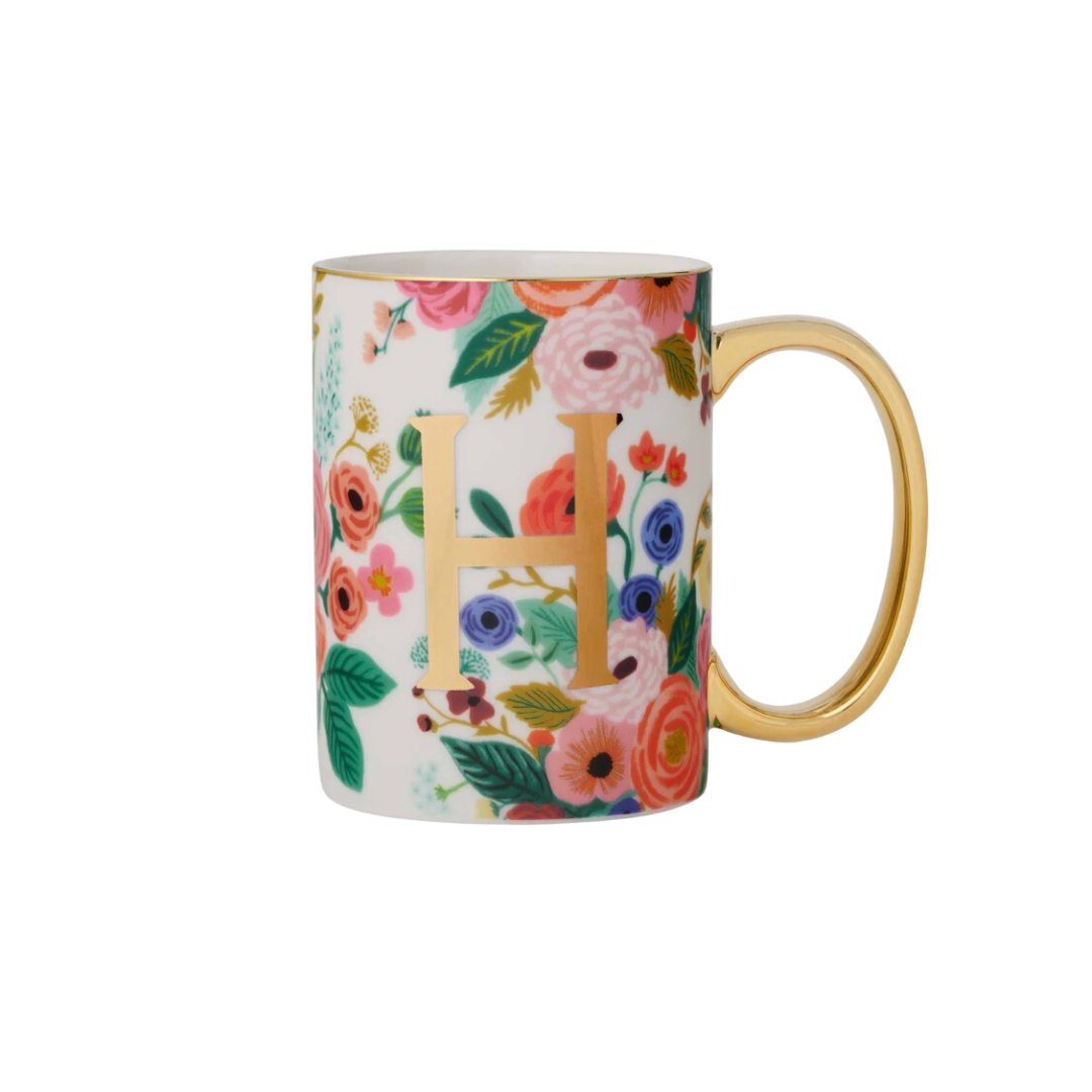 Garden Party Porcelain Monogram Mug - H