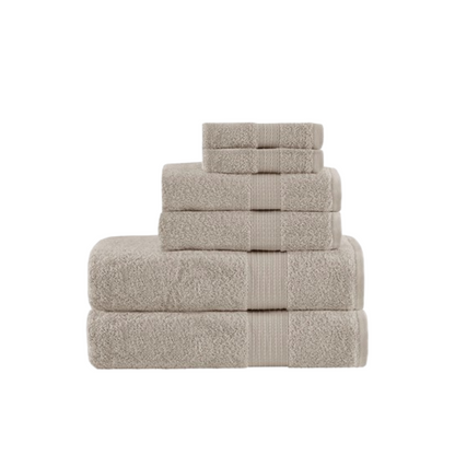 Organic 6 Piece Organic Cotton Towel Set - Tan