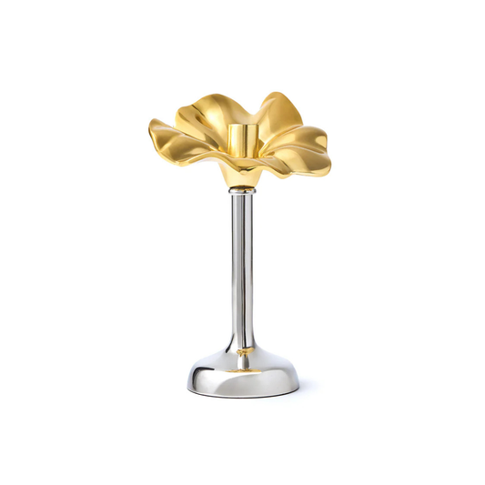 Blossom Platinum & Gold Tapered Candle Holder 10"