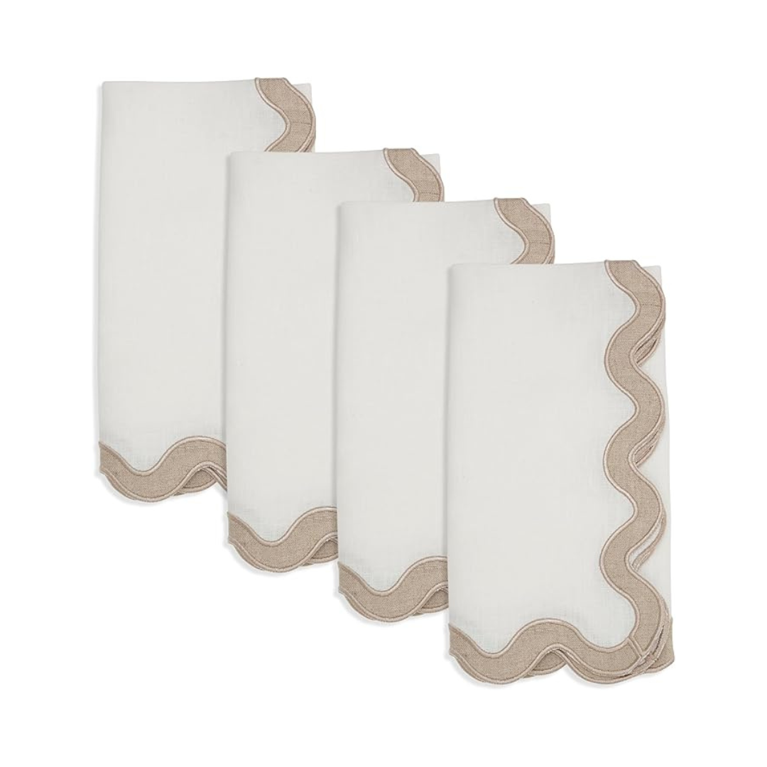Stone Washed Scallop Napkin Set Of 4