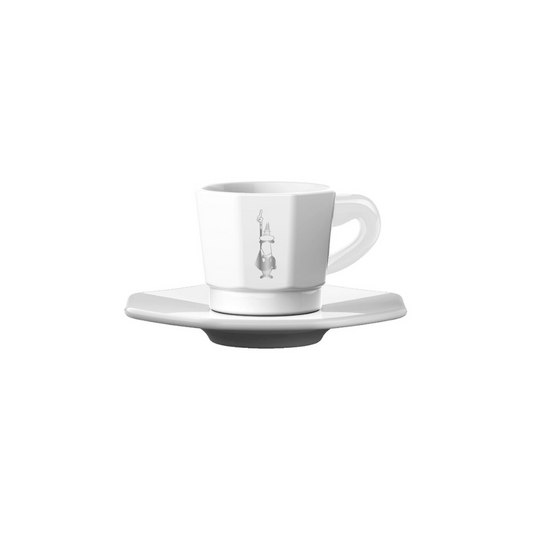 Octangonal White Coffee Cups - Set of 4