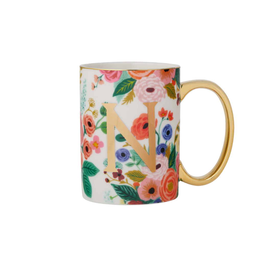 Taza de porcelana con monograma para fiesta en el jardín - T