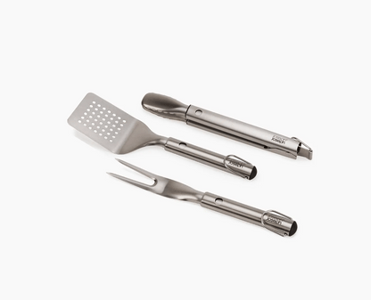 GrillOut™ 3-Piece Stainless-Steel BBQ Turner, Tongs & Fork Set
