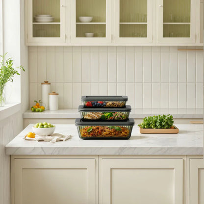 Tinted Rectangular Container Set of 3