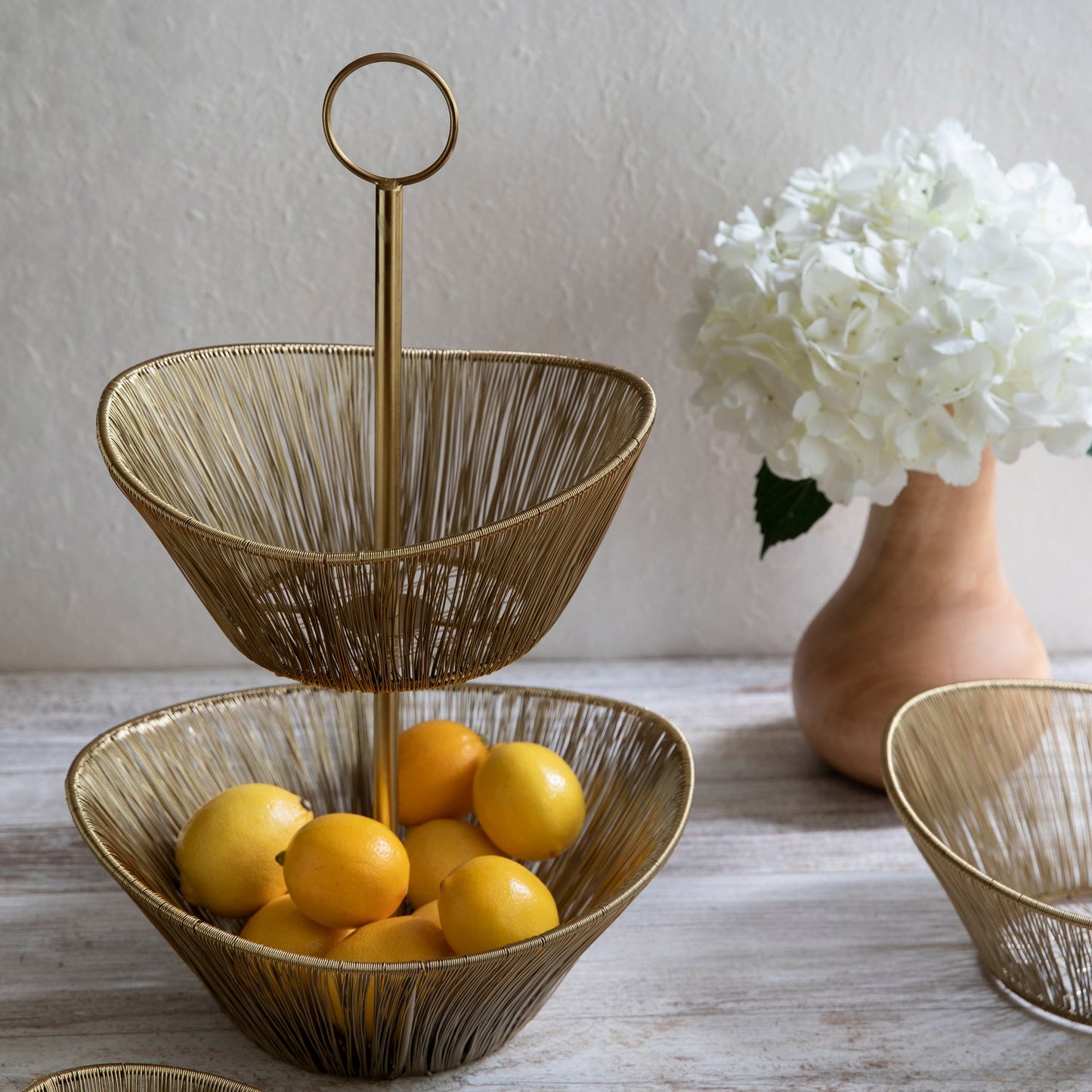 Gold Rhythm Wire 2-Tier Basket