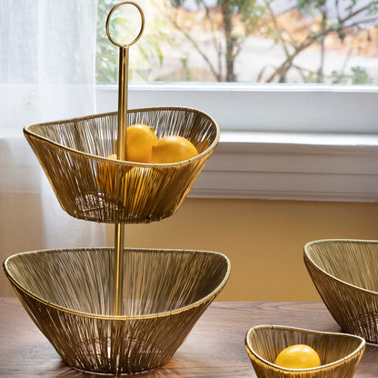 Gold Rhythm Wire 2-Tier Basket