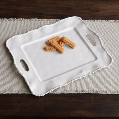 VIDA Alegria Rectangular Tray with Handles White