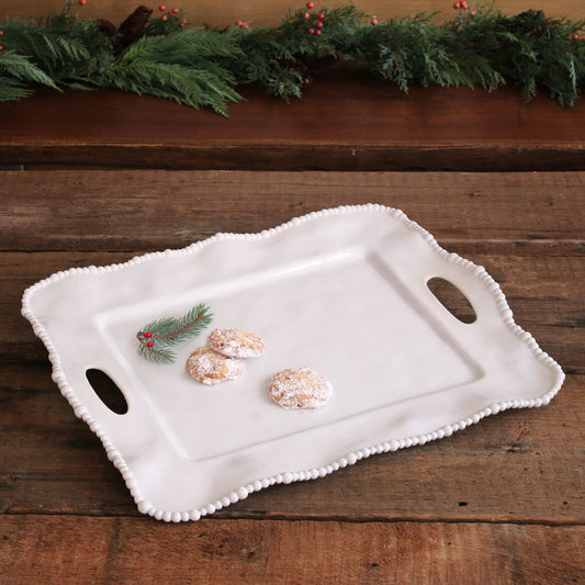 VIDA Alegria Rectangular Tray with Handles White
