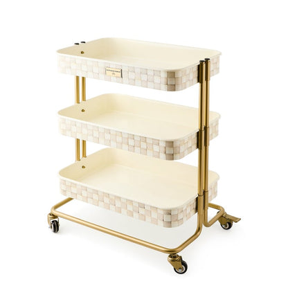 Mocha Check 3-Tier Kitchen Cart