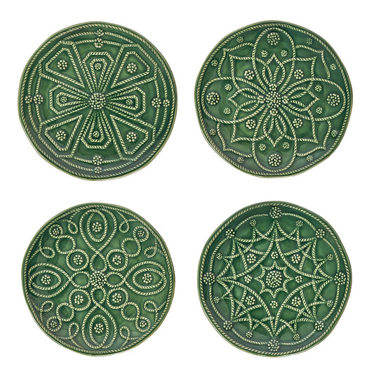 Jardins du Monde Side/Cocktail Plate Assorted Set/4 - Basil