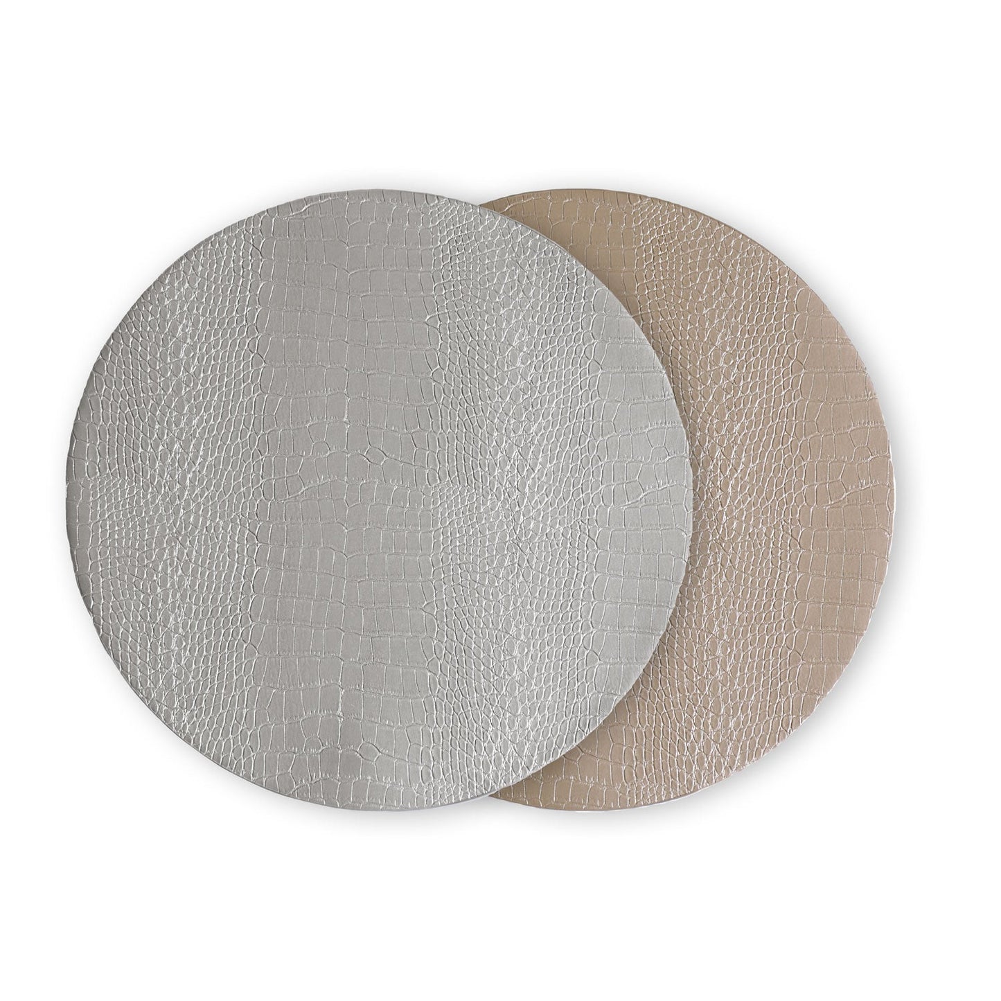 VIDA Croc Reversible 16" Round Placemats Set of 4 (Silver and Gold)