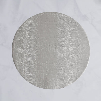 VIDA Croc Reversible 16" Round Placemats Set of 4 (Silver and Gold)