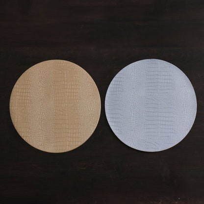 VIDA Croc Reversible 16" Round Placemats Set of 4 (Silver and Gold)