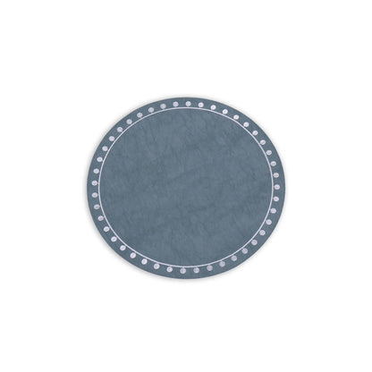 VIDA Round Embroidered Dots 15.5" Round Placemats Set of 4 (Blue and White)