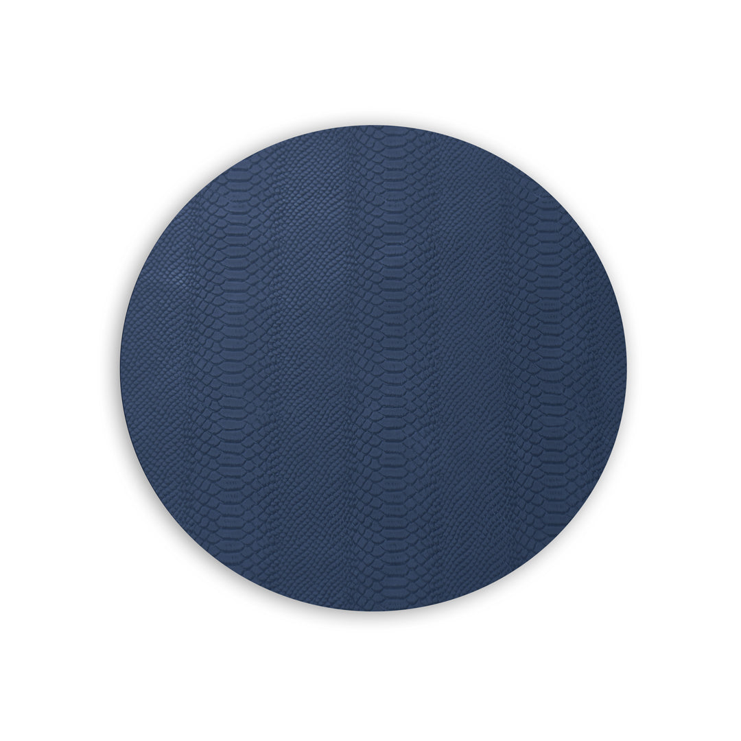 VIDA Croc Reversible 15.5" Round Placemats Set of 4 (Blue and Taupe)