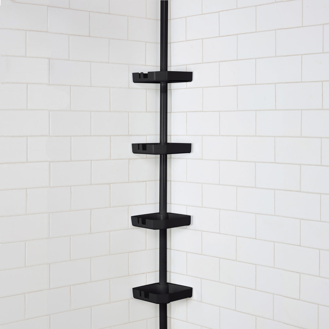 4 Tier Tension Corner Shower Caddy Aluminum Black