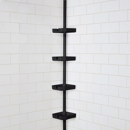 4 Tier Tension Corner Shower Caddy Aluminum Black