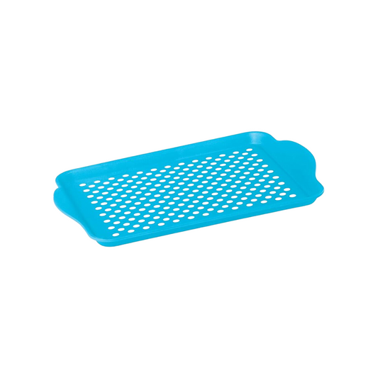 Rubbergrip Anti Slip Rectangular Serving Tray with Handles - Blue