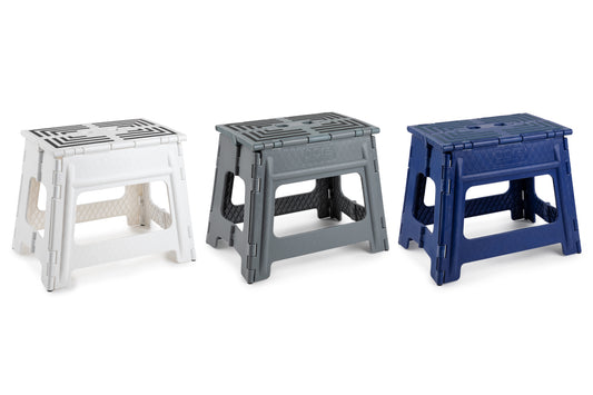 CDU Full Color Heavy Duty 12" Step Stool - Whte/ SMK / Blue
