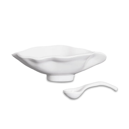 VIDA Havana Small Oval Bowl with Spoon (White)