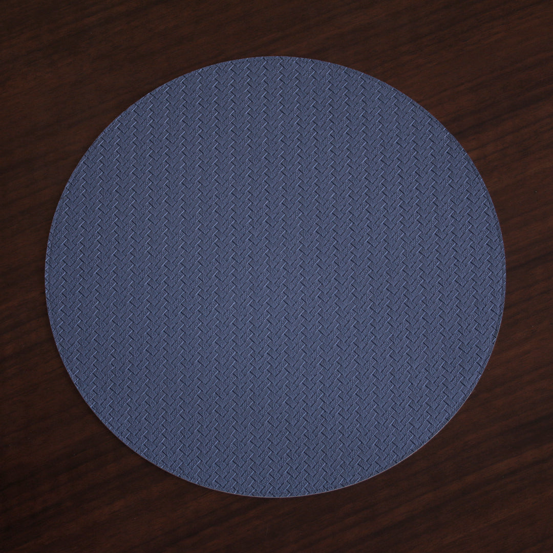 VIDA Snakeskin Reversible 15" Round Placemats Set of 4 (Slate Blue and Tan Brown)