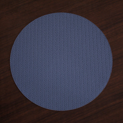 VIDA Snakeskin Reversible 15" Round Placemats Set of 4 (Slate Blue and Tan Brown)