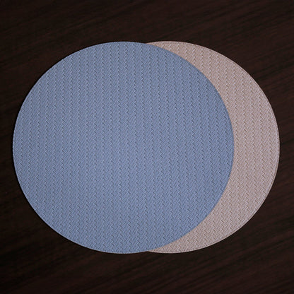 VIDA Snakeskin Reversible 15" Round Placemats Set of 4 (Slate Blue and Tan Brown)