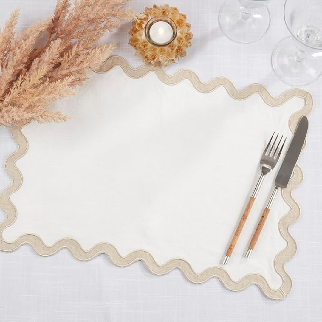 Stone Washed Scallop Placemat 13X19 Set Of 4