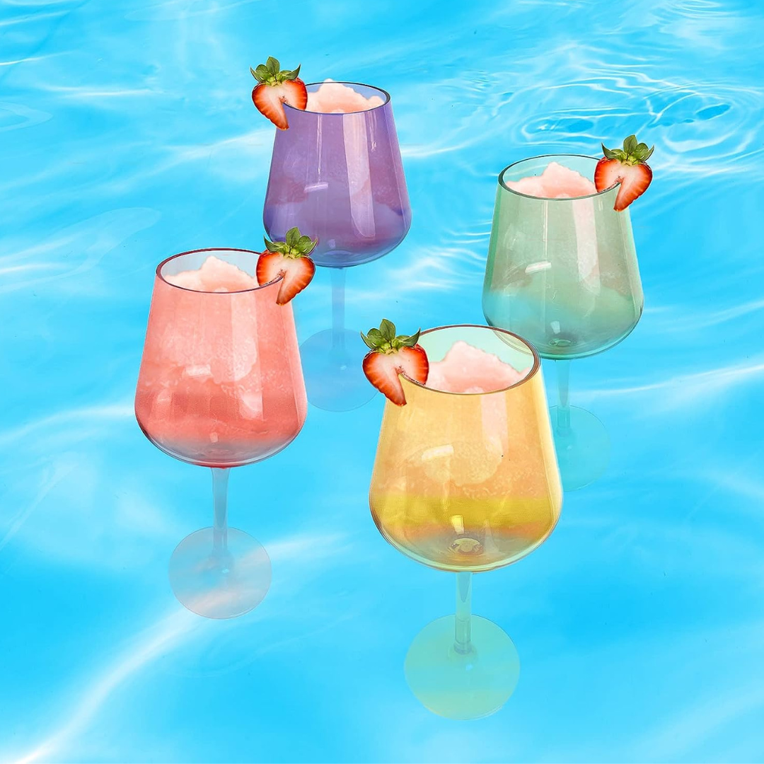 Set of 2 Floating Wine Glasses for Pool Yellow