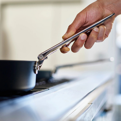 Space Folding Handle Ceramic Non-Stick 3-Piece Blue Cookware Set