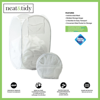 N&T Mesh Foldable Pop Up Hamper Compact White