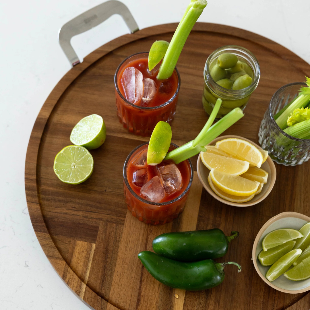 Acacia Round Herringbone Serving Board