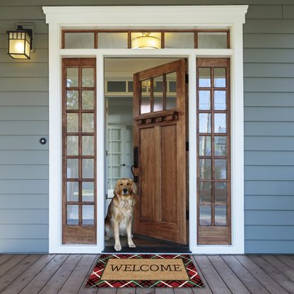 Holiday Plaid Welcome Doormat