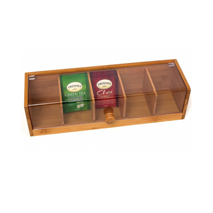 Bamboo 5-Section Tea Box with Acrylic Cover
