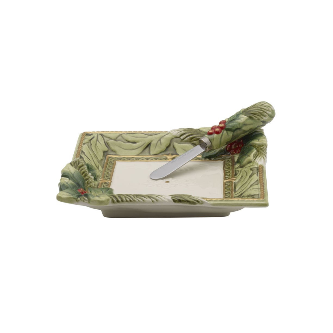 Holiday Home Green Appetizer Plate and Spreader Set