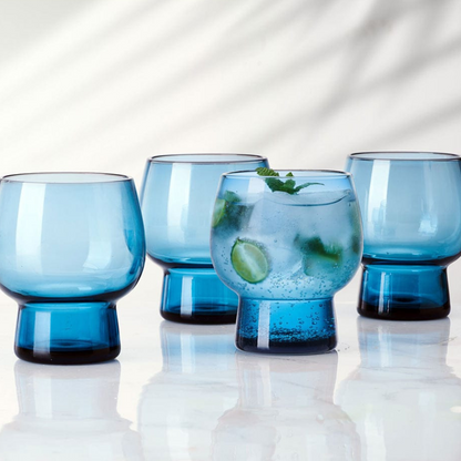 Juego de 4 vasos dobles estilo Old Fashioned de Phoebe Blue