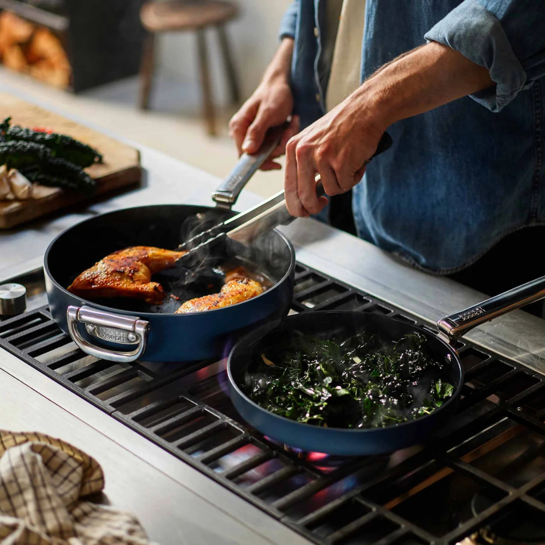 Space Folding Handle Ceramic Non-stick 24cm Blue Frying Pan