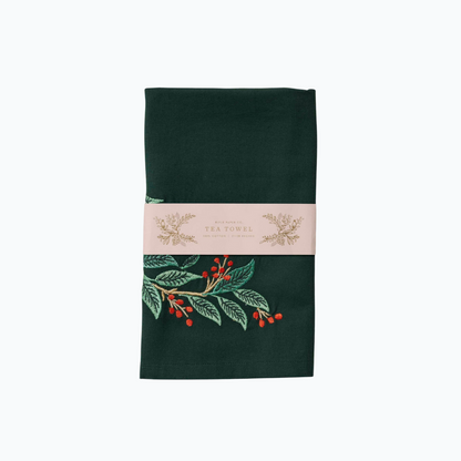 Willowberry Embroidered Holiday Tea Towel