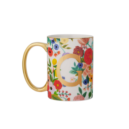 Garden Party Porcelain Monogram Mug - G