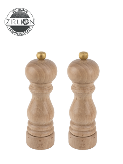 Set of Manual Salt and Pepper Mills in Wood, Natural, 18cm - 7in