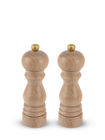 Set of Manual Salt and Pepper Mills in Wood, Natural, 18cm - 7in