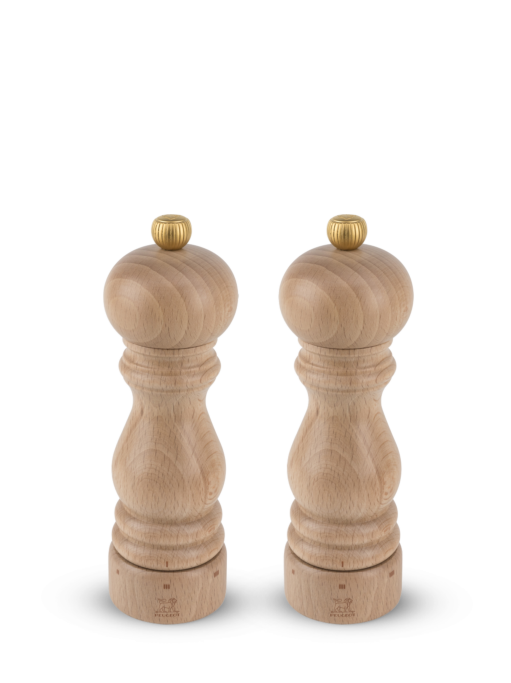 Set of Manual Salt and Pepper Mills in Wood, Natural, 18cm - 7in