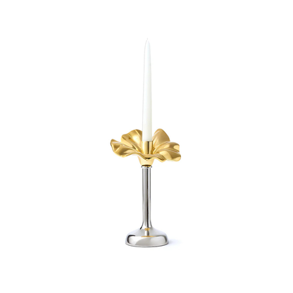 Blossom Platinum & Gold Tapered Candle Holder 10"