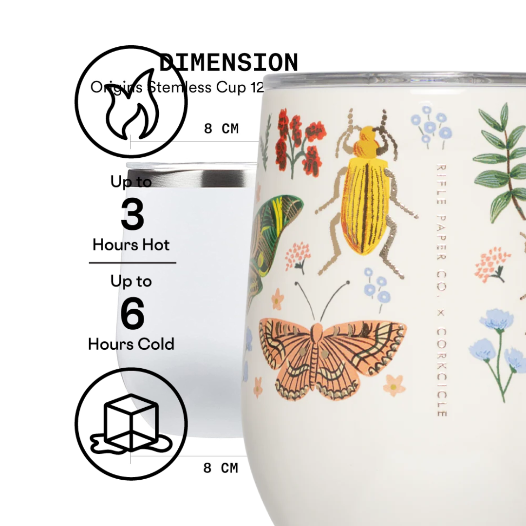 Stemless 12oz Rifle Paper  Curio Cream