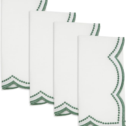 Embroidered Polka Dot Napkin W/ Scalloped Borde Set of 4
