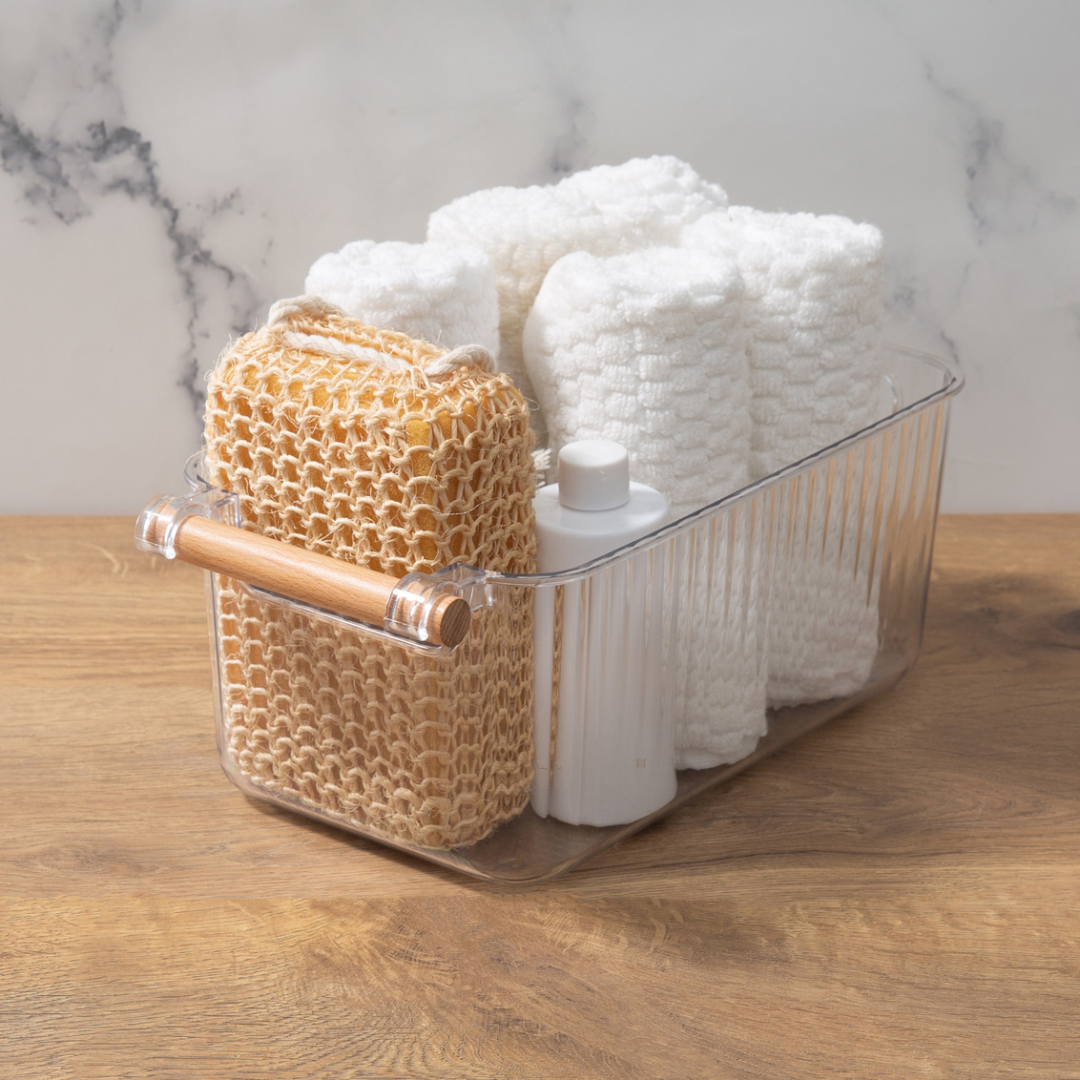 N&T Clara Storage Basket Clear With Wooden 5L