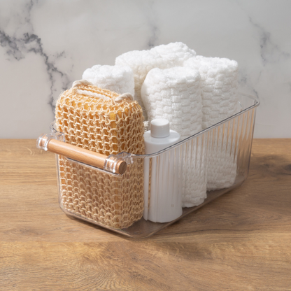 N&T Clara Storage Basket Clear With Wooden 5L